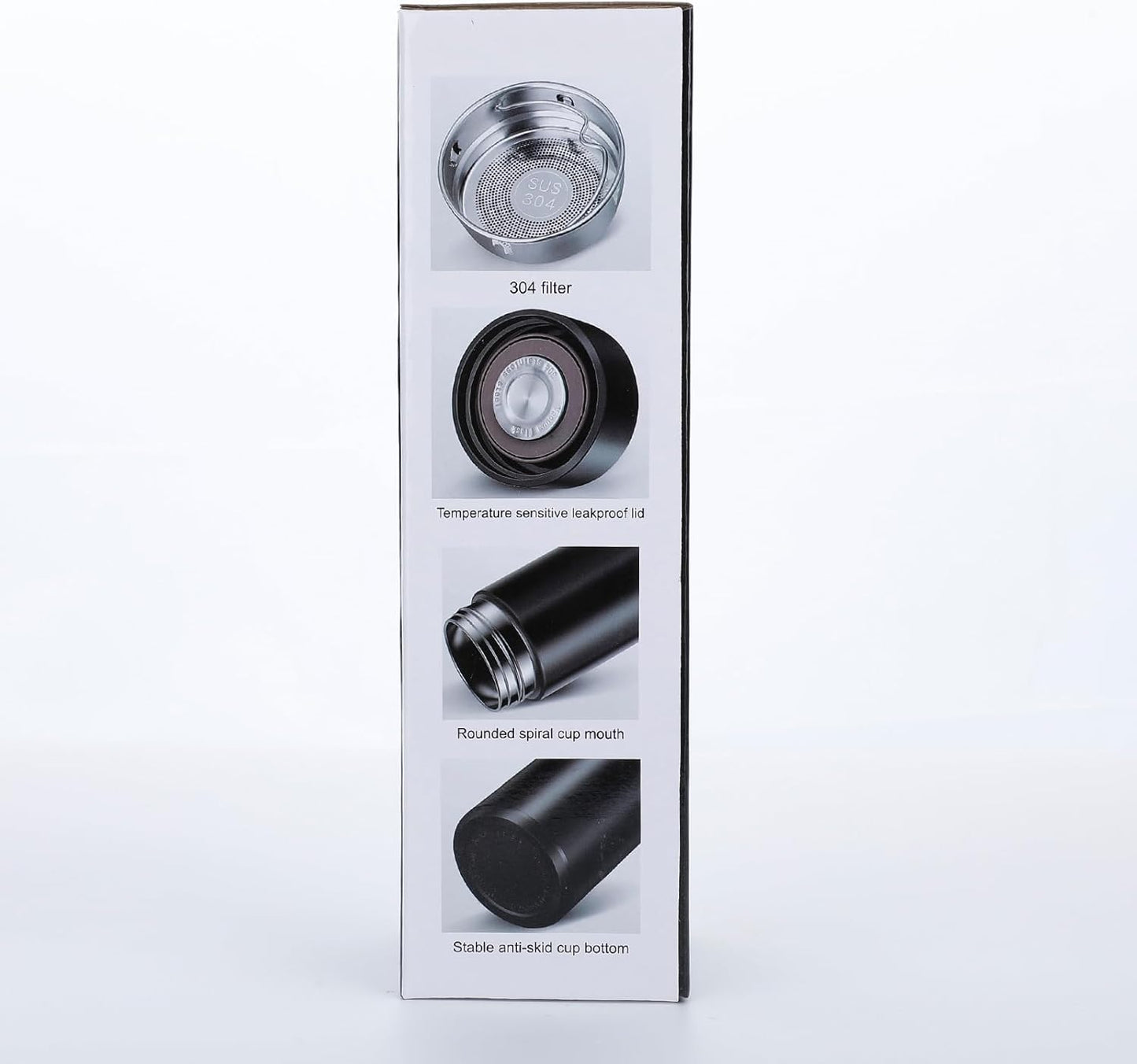 500Ml Coffee Cups Travel Mugs, Water Bottle Vacuum Insulating Cup 304 Stainless Steel, Touch Screen Temperature Gauge, Smart Mug for Heat and Cold (B-Blue)