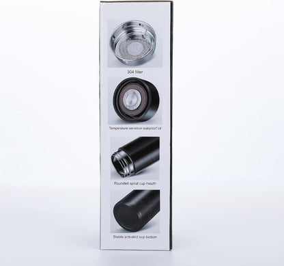 500Ml Coffee Cups Travel Mugs, Water Bottle Vacuum Insulating Cup 304 Stainless Steel, Touch Screen Temperature Gauge, Smart Mug for Heat and Cold (B-Blue)